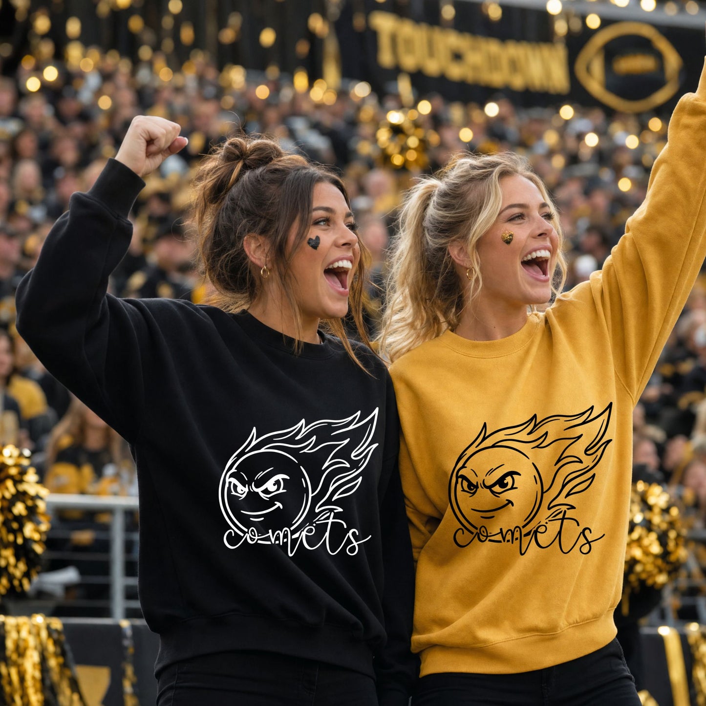 Comets Black or Gold Sweatshirt - Custom Name Available