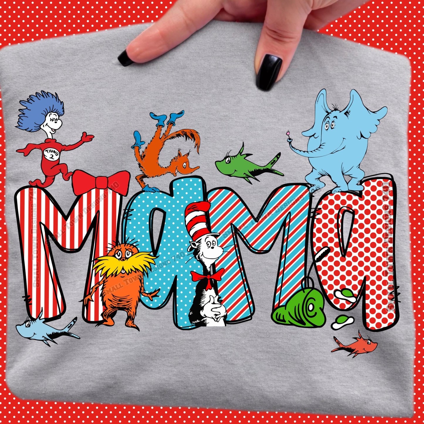 Custom Wording Dr. Seuss Gray Gildan Tshirt