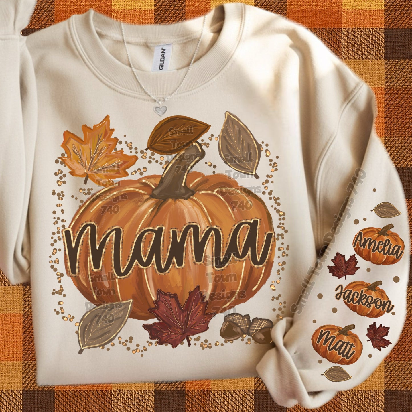 Mama Pumpkim - Fall Off White Sweatshirt - Custom Names