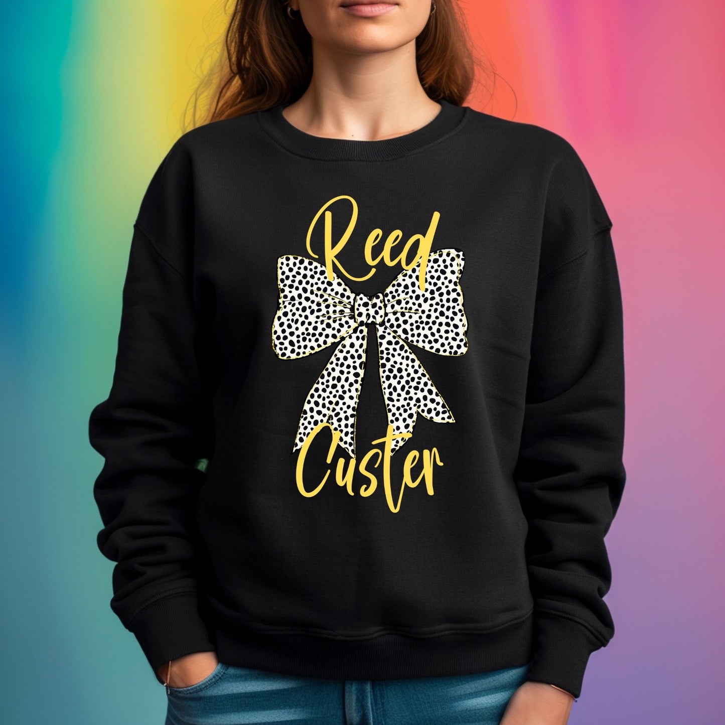 Reed Custer Black Tshirt Or Sweatshirt - Gildan - Spirit Wear - Dalmatian Bow