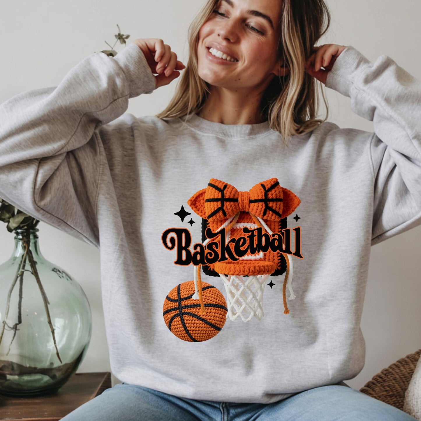 Faux Crochet Basketball Hoop and Bow - Gildan