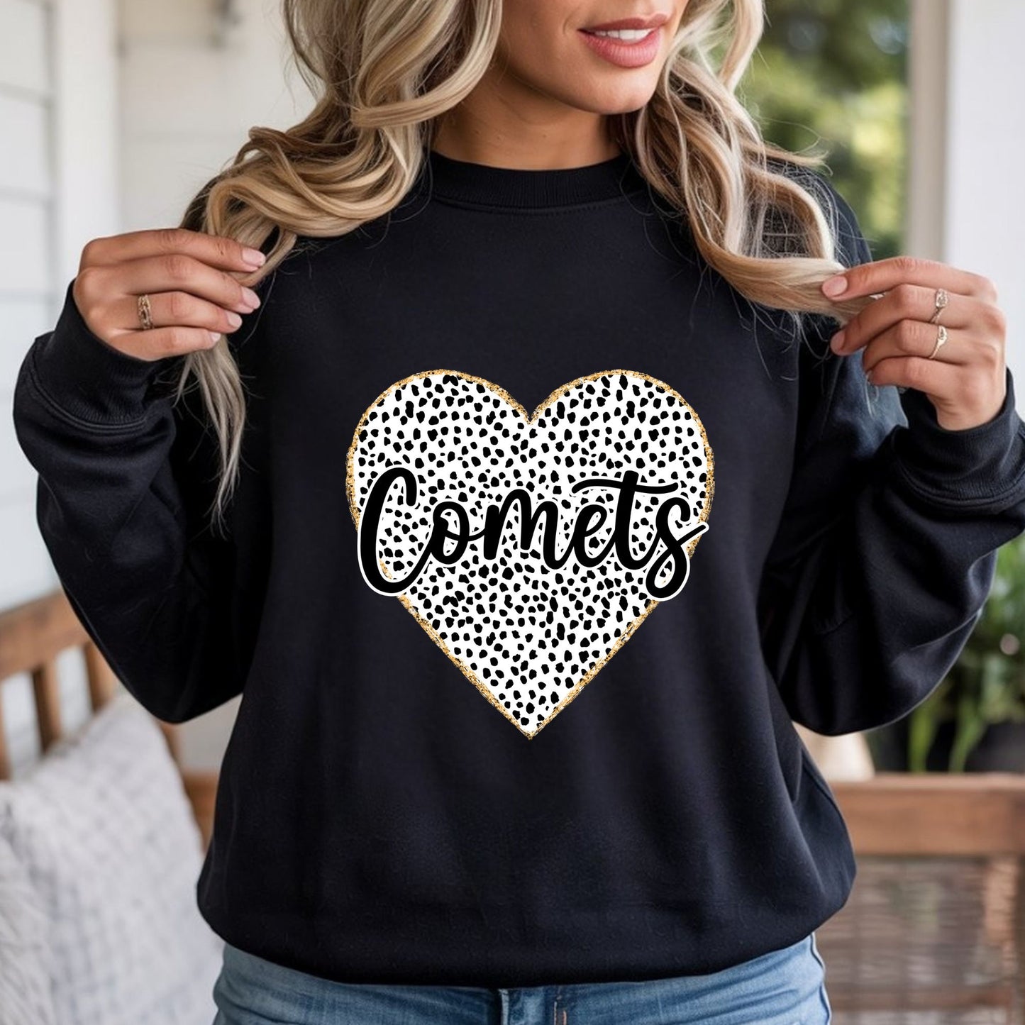 Black Gildan Sweatshirt - All Sizes including Youth - Dalmatian Heart Comets Gear