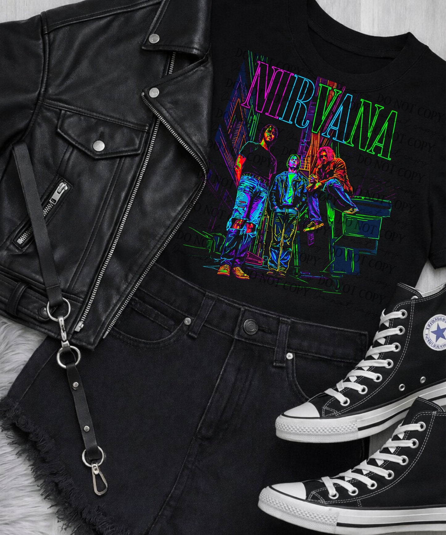 Black Gildan Tshirt - Neon Nirvana