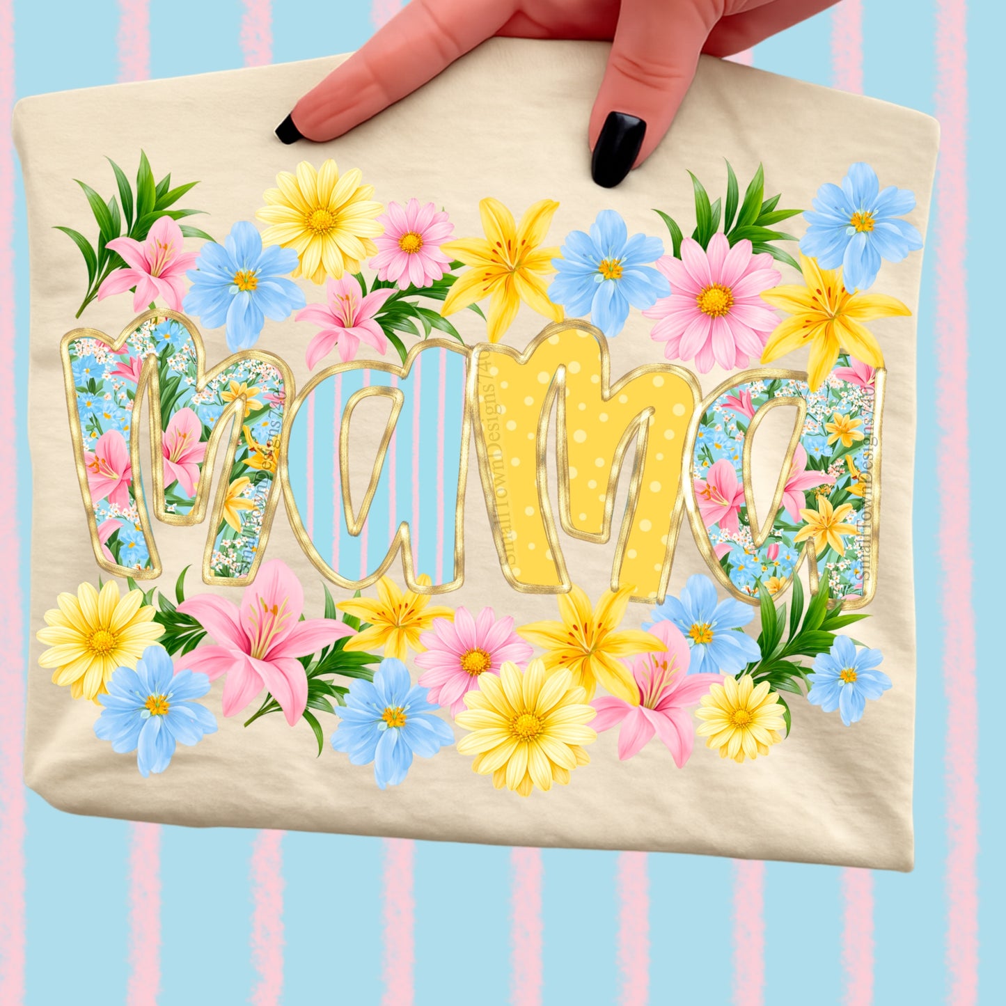 Off White Spring Floral Mama Shirt