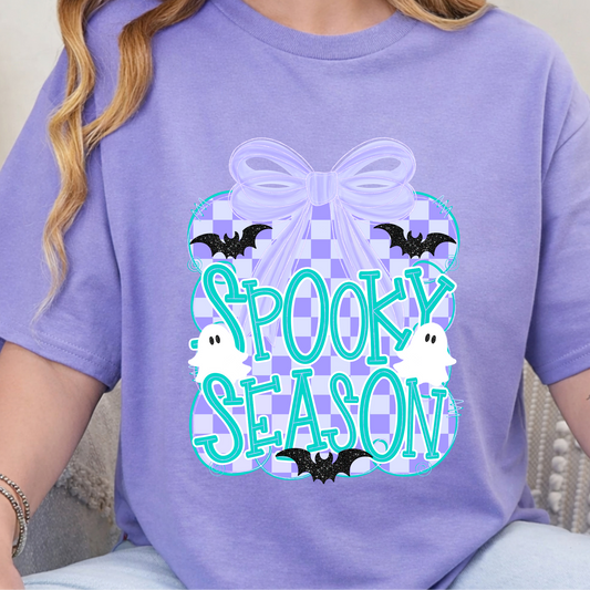 Spooky Purple or Orange Gildan Tshirt - Ghost Design - Adult and Youth