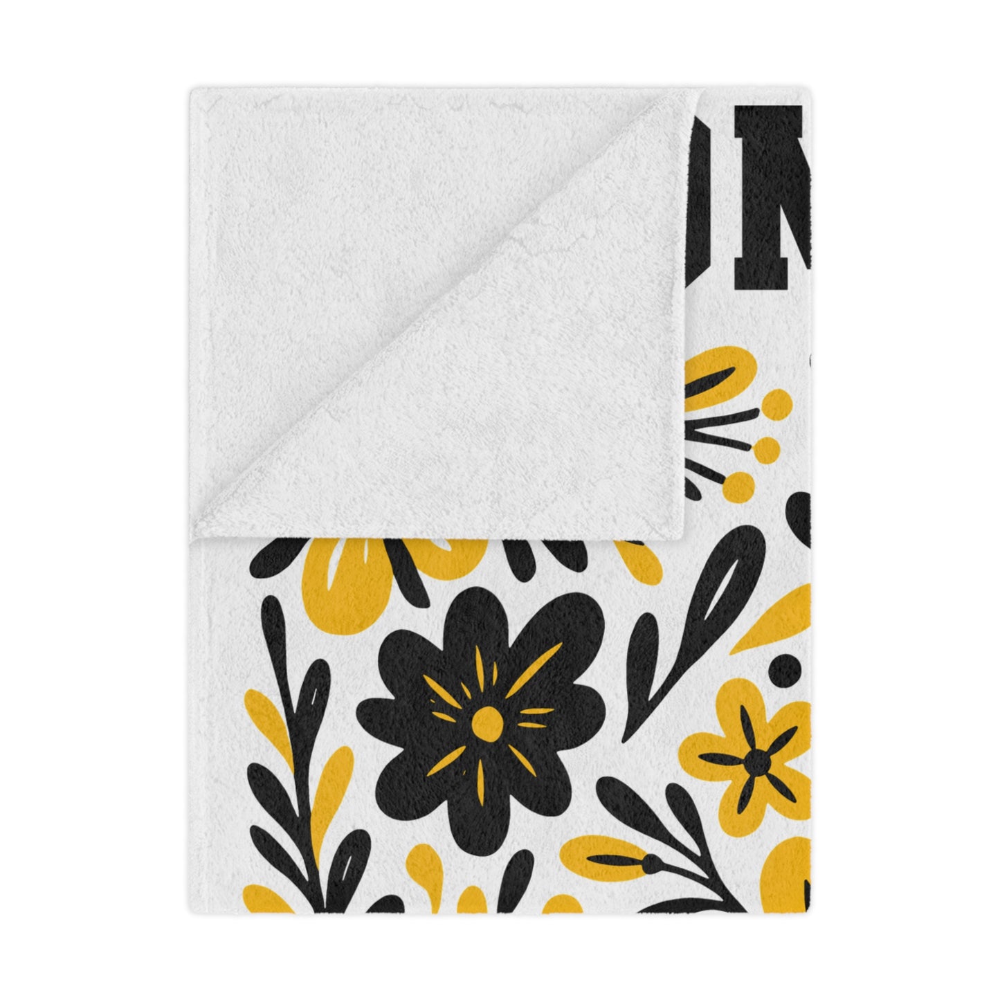 Comet Pride Floral Minky Blanket — Yellow & Black Decorative Throw