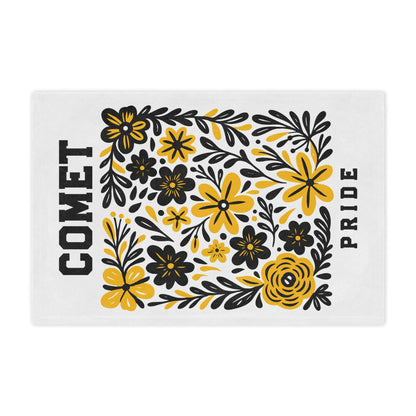 Comet Pride Floral Minky Blanket — Yellow & Black Decorative Throw