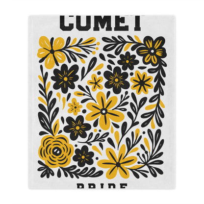 Comet Pride Floral Minky Blanket — Yellow & Black Decorative Throw