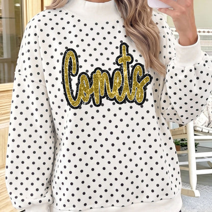 Polka Dot Mock Neck Sweatshirt - Choose from Several Comets Designs - Adult