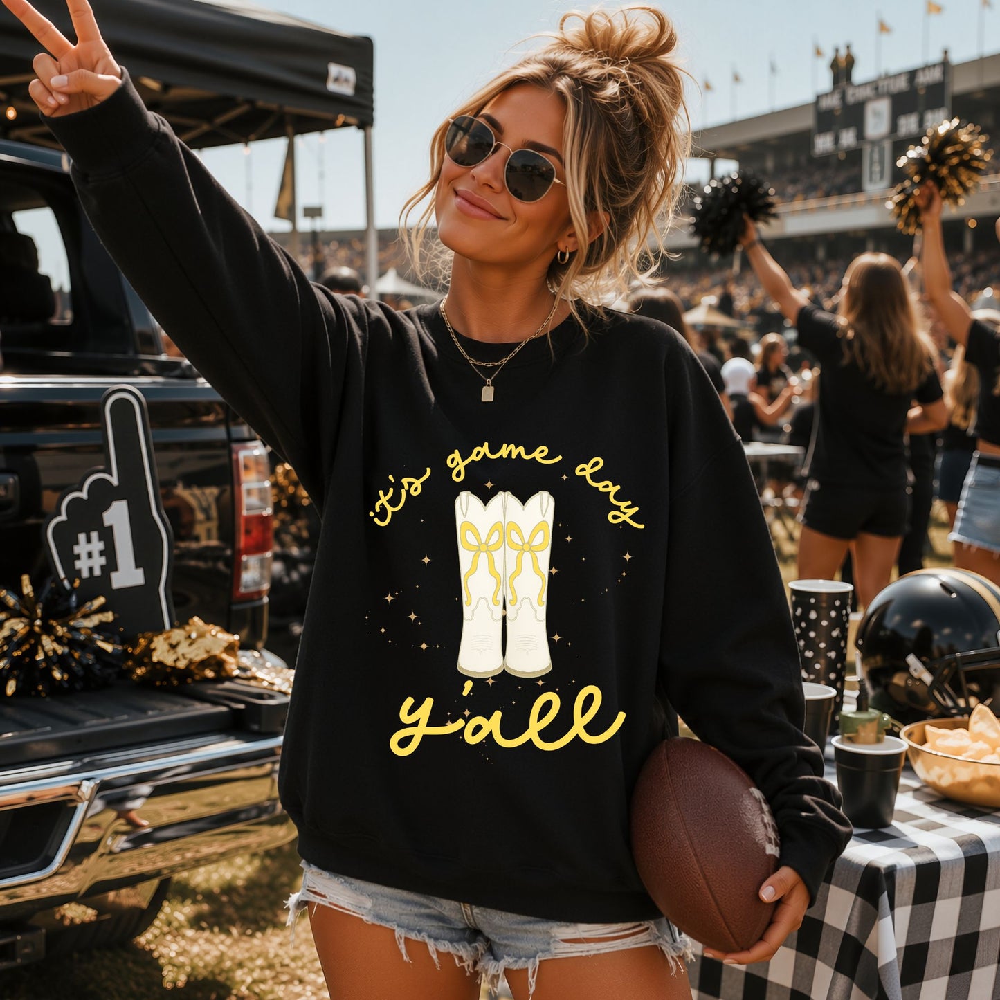 Boots Game Day Y'all - Black or Sand Gildan Tshirt OR Sweatshirt