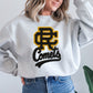 Crochet Reed Custer Design - Ash Grey Gildan Sweatshirt - Two Options - Comets on Front or Sleeve