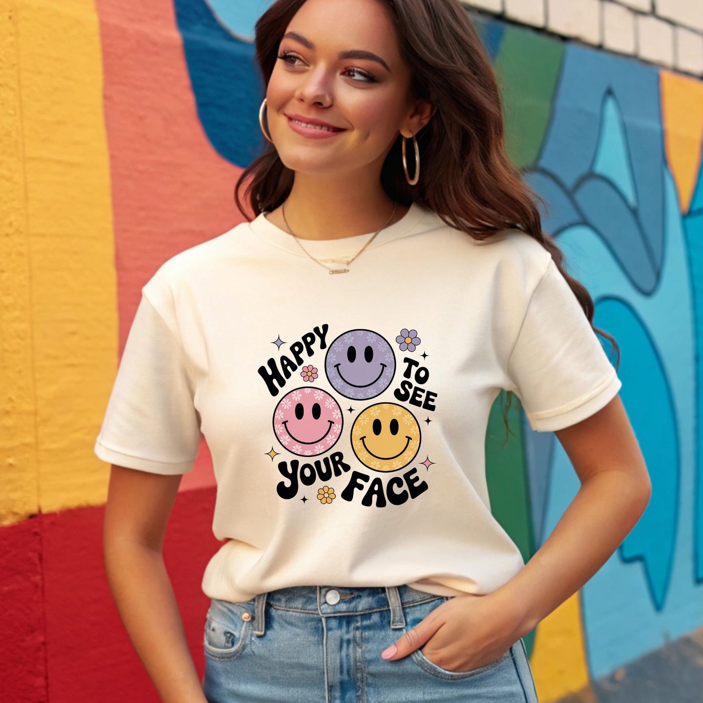 Off -White - Back to School - Happy to See Your Face - Gildan Tshirt - All Sizes Available