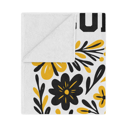 Comet Pride Floral Minky Blanket — Yellow & Black Decorative Throw