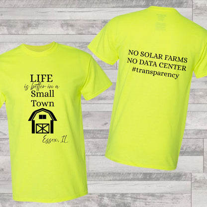 Essex Life in a Small Town Tshirt - All Sizes - Kid Sizes Included -Gildan - Carolina Blue, Safety Green OR White