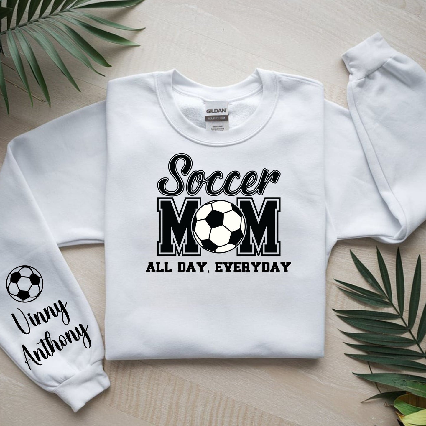 Soccer Mom Sweatshirt - Gildan White or Ash Crewneck Sweatshirt - Personalization  with Names Available
