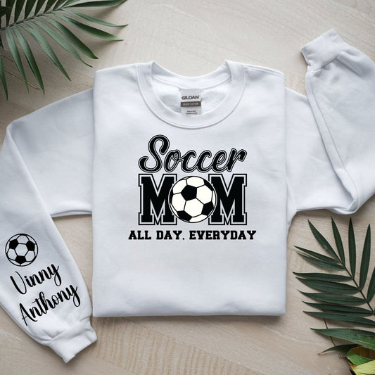 Soccer Mom Sweatshirt - Gildan White or Ash Crewneck Sweatshirt - Personalization  with Names Available