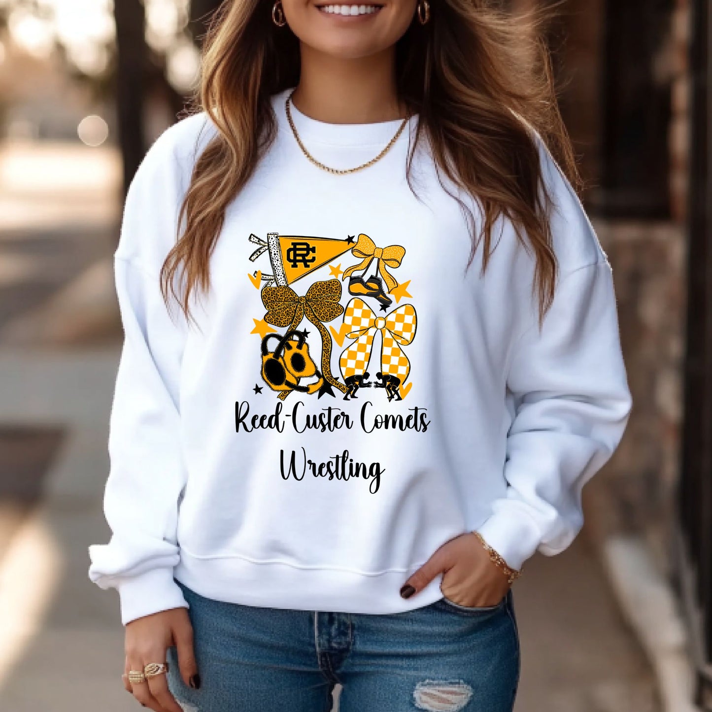Reed-Custer Wrestling Gray or White Gildan Sweatshirt