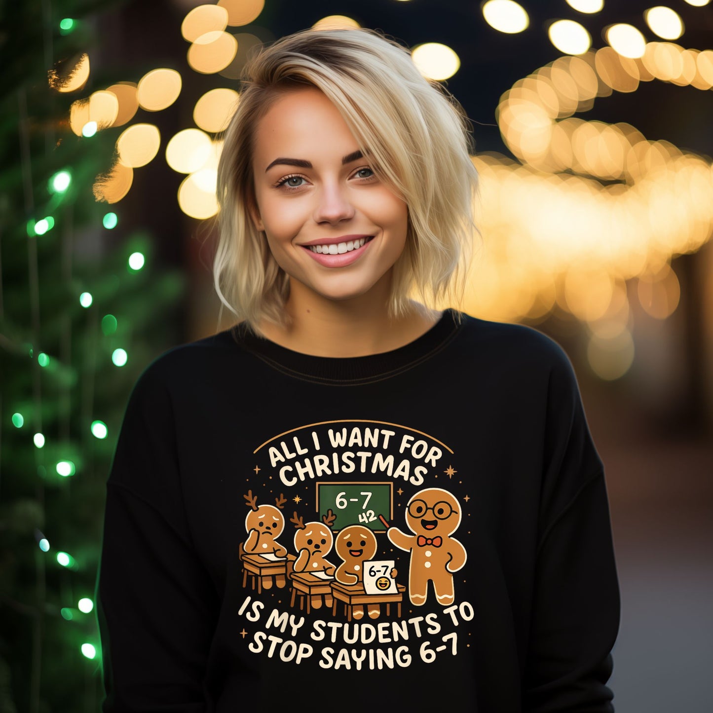 6-7 Christmas Shirt - Black Tshirt or Sweatshirt - All Sizes