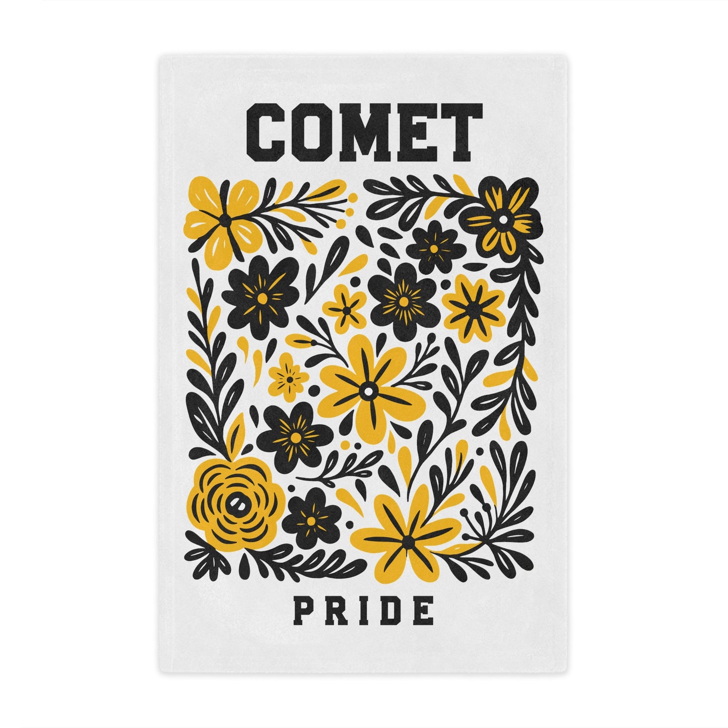 Comet Pride Floral Minky Blanket — Yellow & Black Decorative Throw