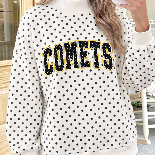 Polka Dot Mock Neck Sweatshirt - Choose from Several Comets Designs - Adult