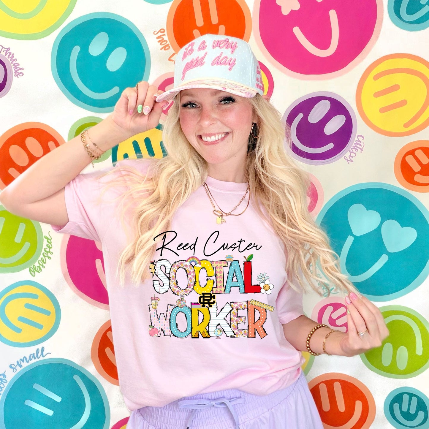 Reed Custer Social Worker Spiritwear - Light Pink Gildan Tshirt