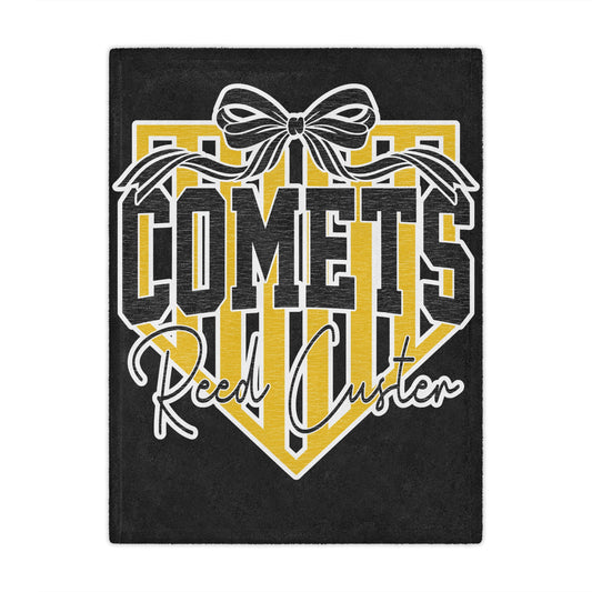 Comets Reed Custer Minky Blanket – School Spirit Throw with Bow Design