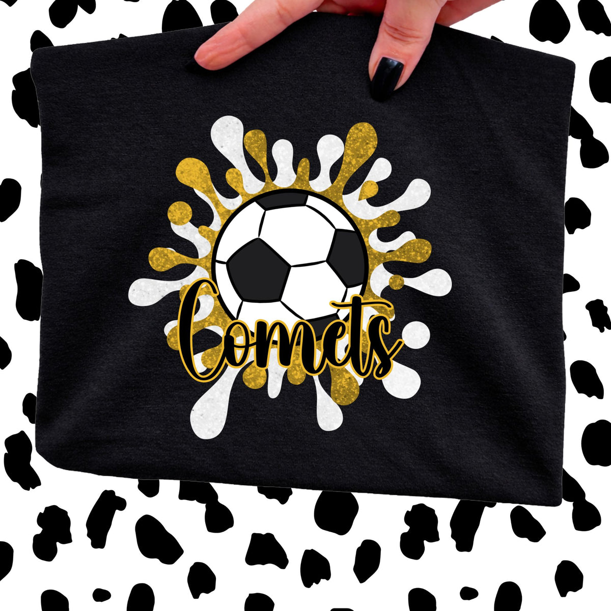 Soccer Comets Splat - Choose Black or Gray - Short Sleeve or Sweatshirt - Adult and Youth Sizes Available