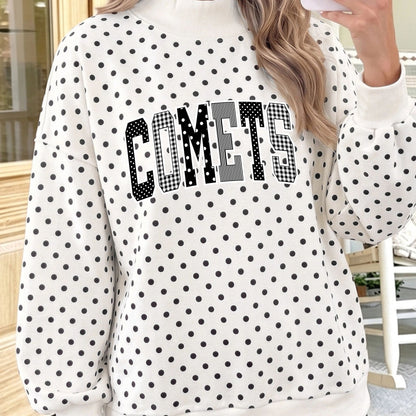 Polka Dot Mock Neck Sweatshirt - Choose from Several Comets Designs - Adult