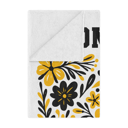 Comet Pride Floral Minky Blanket — Yellow & Black Decorative Throw