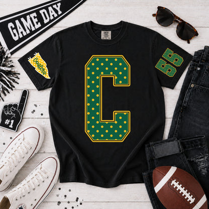Polka Dot Spiritwear - Custom School, Number and colors - Gildan black tshirt - Adult and Youth sizes