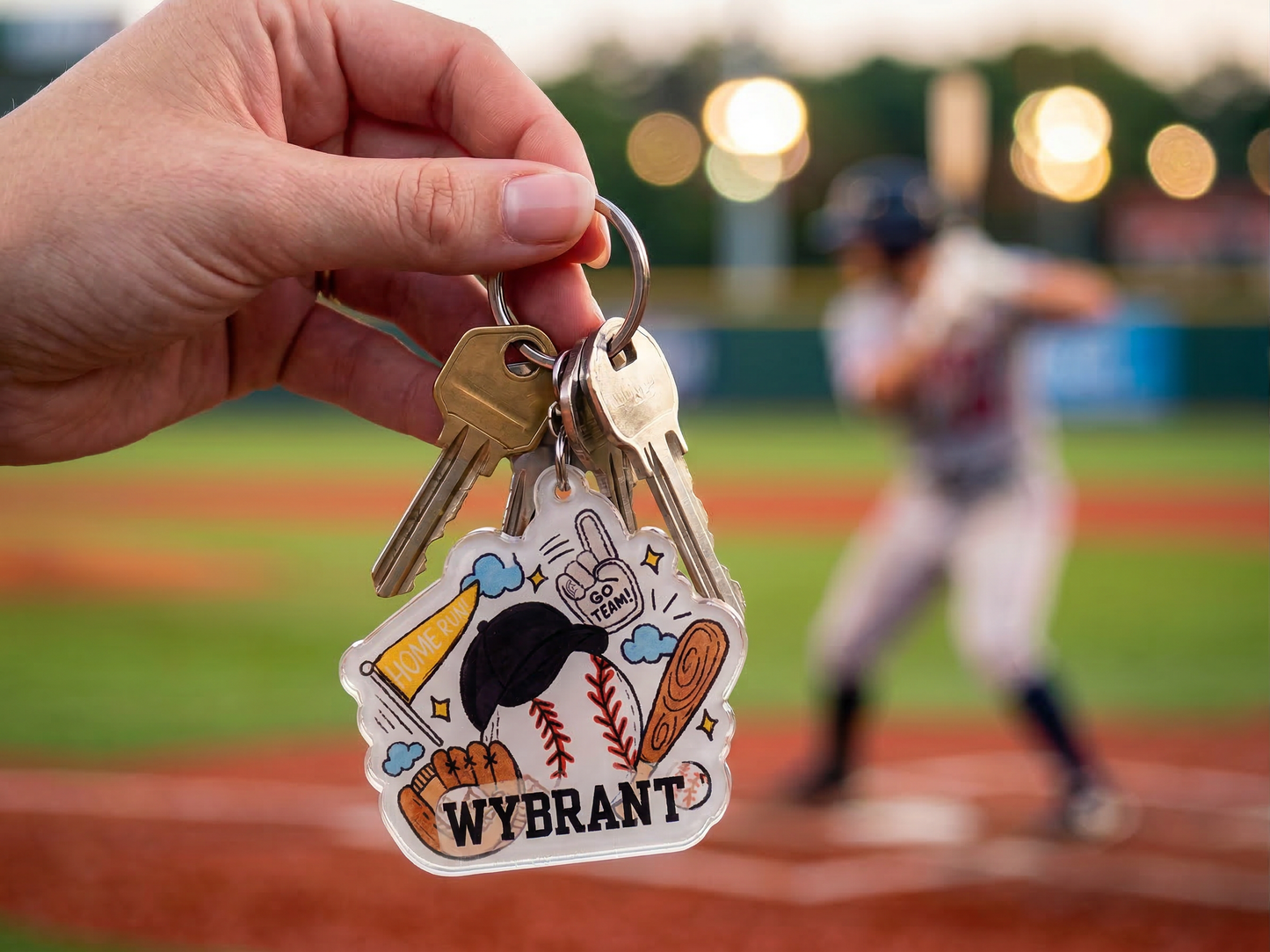 Baseball or Softball Acrylic keychain or Bag Tag with Child's Name