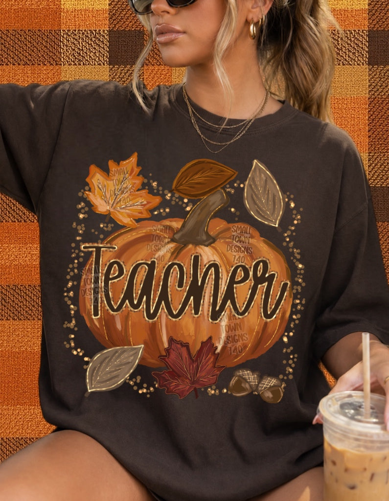 Teacher, Para or Nurse Pumpkin Gildan Brown Sweatshirt