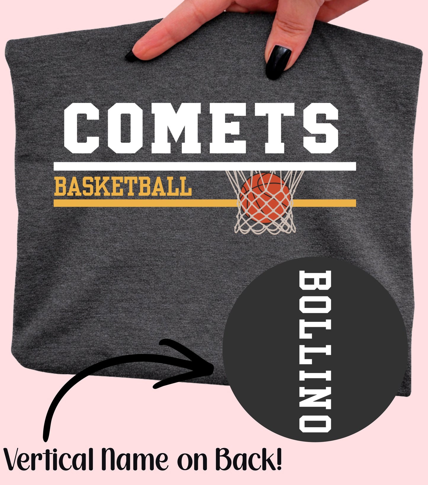 Comets Basketball Fan Shirt - Name on Back