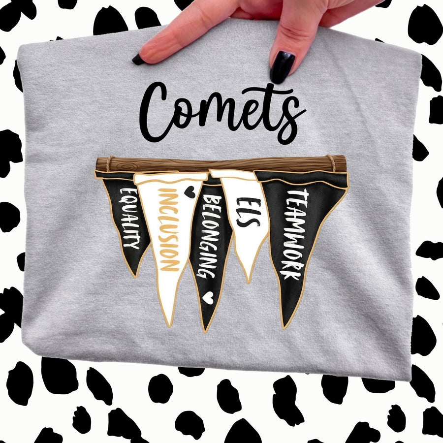 ELS Comets Banner Gray Gildan Tshirt - Adult and Kid's Sizes