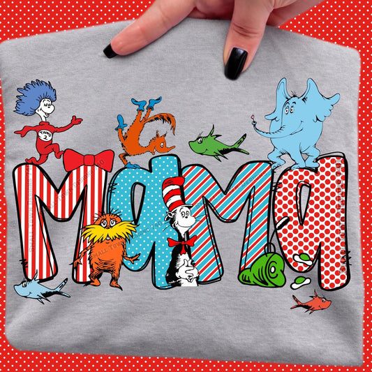 Custom Wording Dr. Seuss Gray Gildan Tshirt