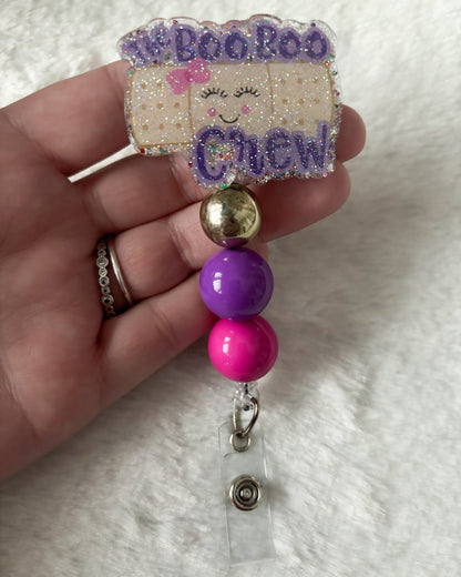 Nurse - School Nurse - Badge Reel - Boo Boo Crew - Glitter and Beads
