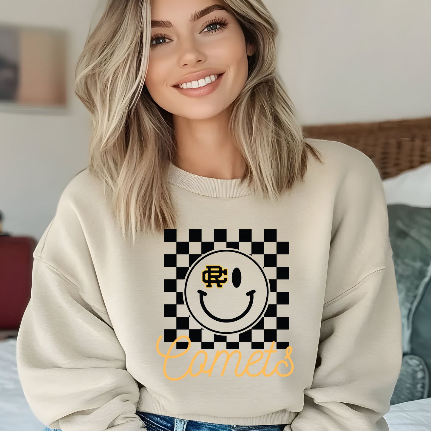 Gold, White or Sand Gildan Comets Sweatshirt - RC Logo Eye - All Sizes