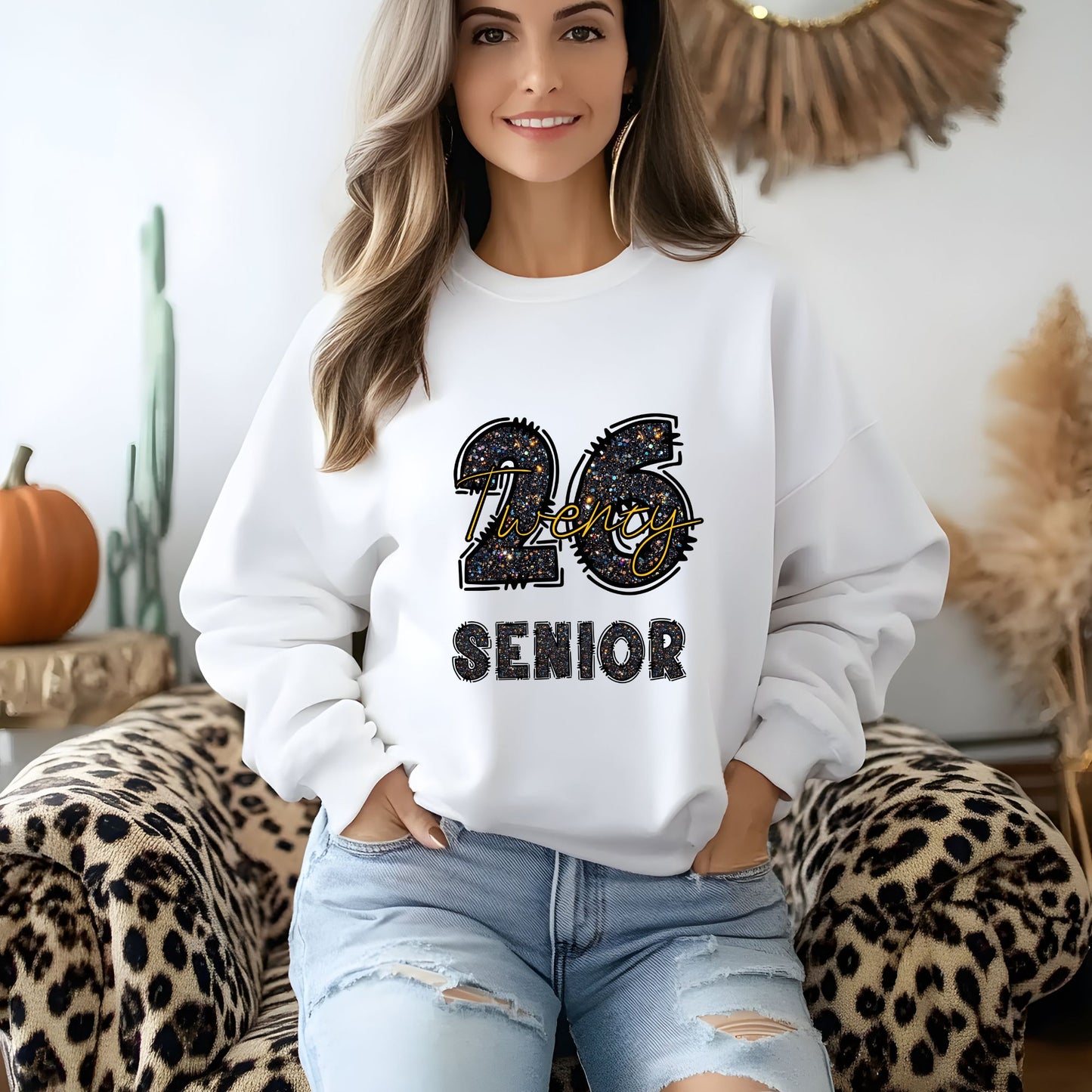 2026 Senior White Gildan Crewneck Sweatshirt