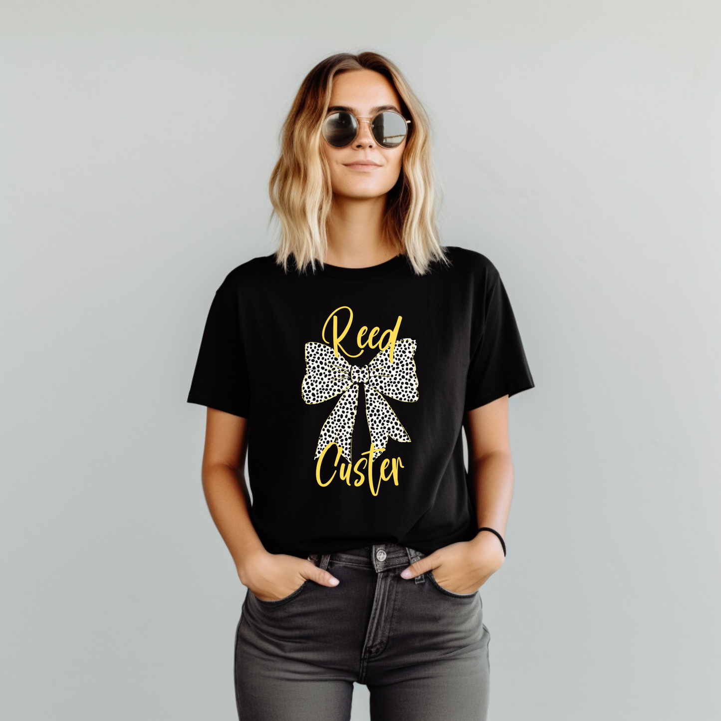 Reed Custer Black Tshirt Or Sweatshirt - Gildan - Spirit Wear - Dalmatian Bow