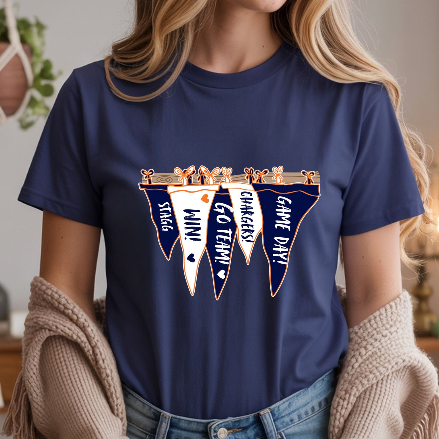 Stagg Chargers Hanging Pennant Spirtwear - Navy Gildan Tshirt - All Sizes