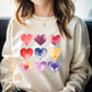 Gildan Beige, Pink or White Sweatshirt with Watercolor Hearts Sizes XS-3XL - MADE TO ORDER!