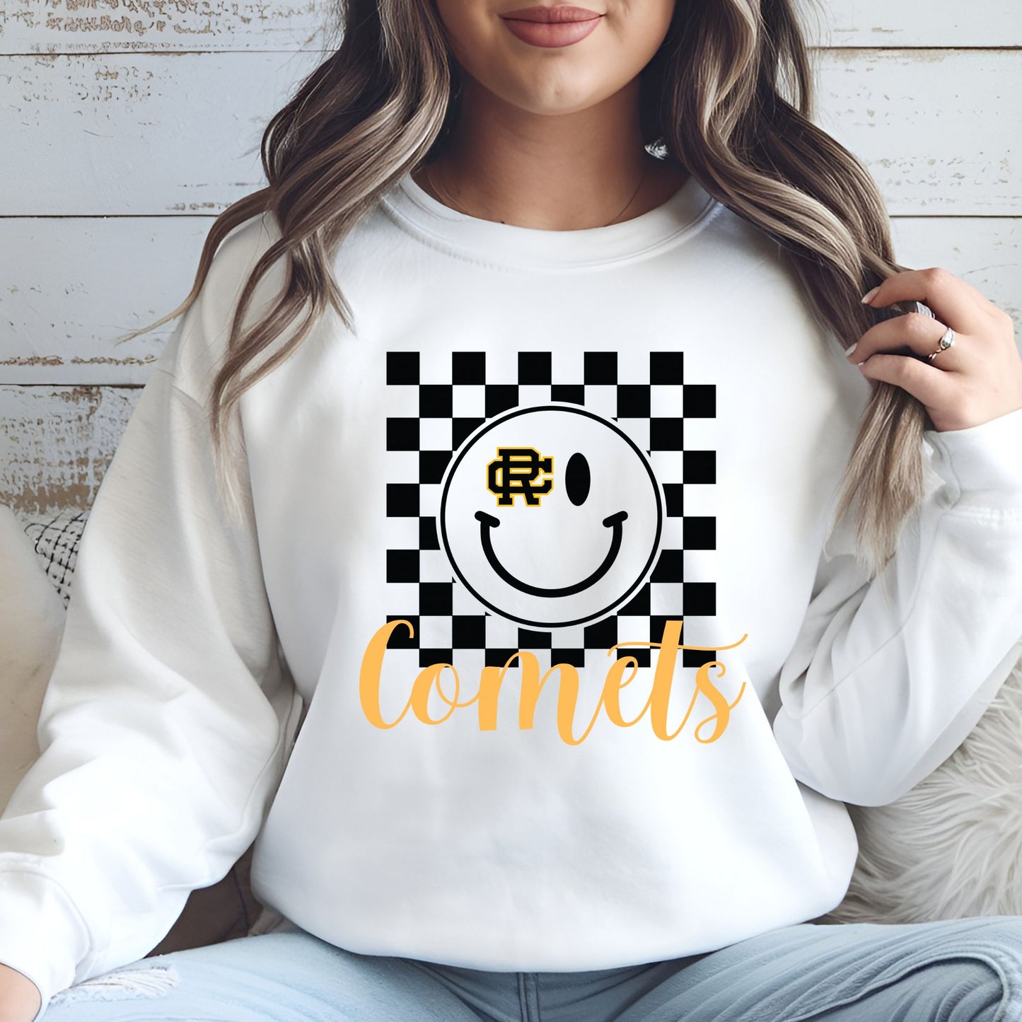 Gold, White or Sand Gildan Comets Sweatshirt - RC Logo Eye - All Sizes