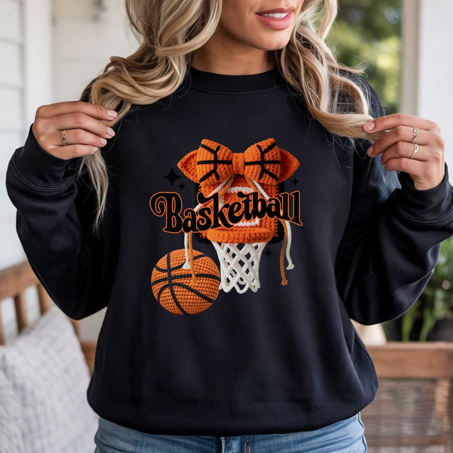 Faux Crochet Basketball Hoop and Bow - Gildan