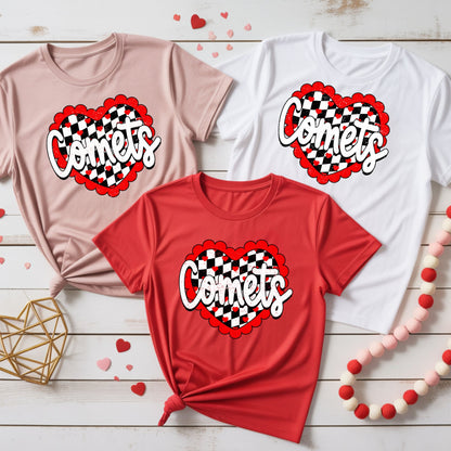 **SPECIAL SALE *** Comets Valentine Tshirts - Choose from Red, Light Pink or White - Heart or Love