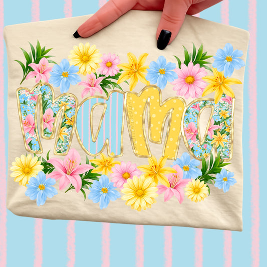 Off White Spring Floral Mama Shirt